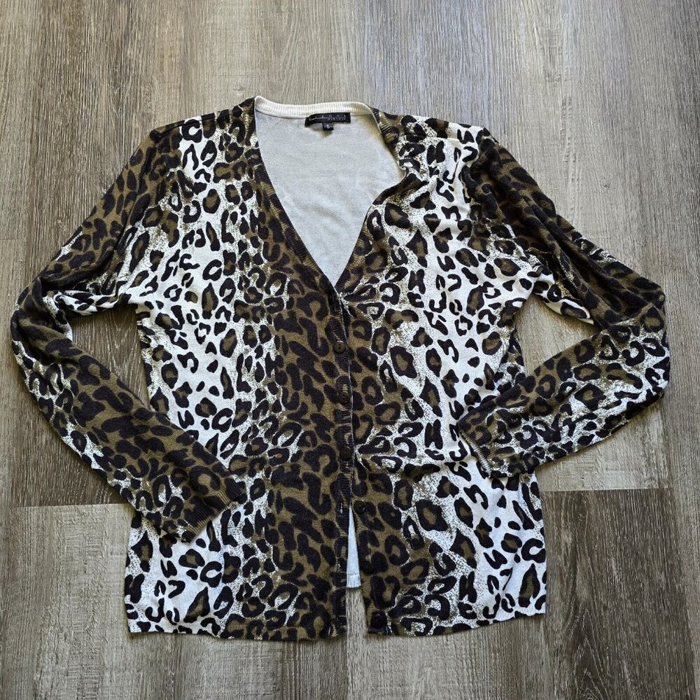 Pierri New York Cardigan Sweater Womens Small Leopard Cheetah Animal Print